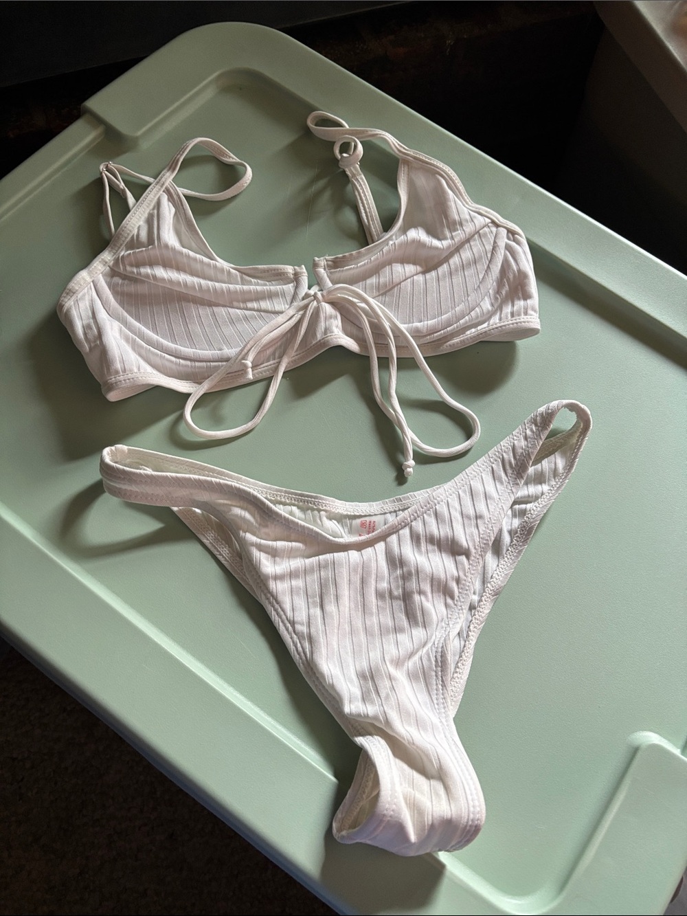Multiples White Ribbed Two-Piece Bikini Set 3 in this LOT - Size Small